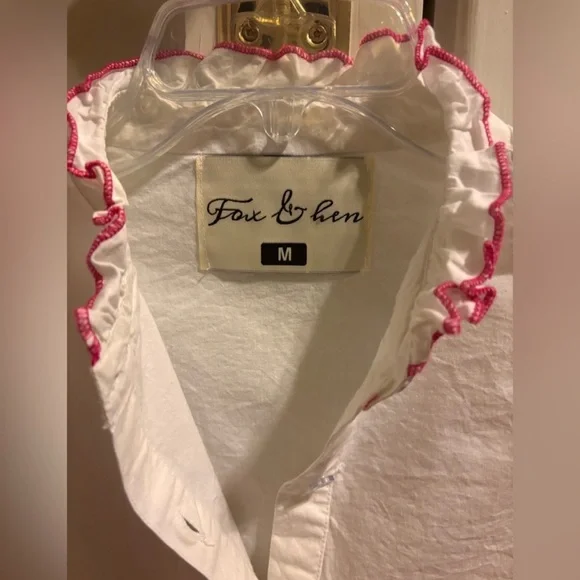 Fox & Hen white Blouse with Pink edging - Picture 3 of 8